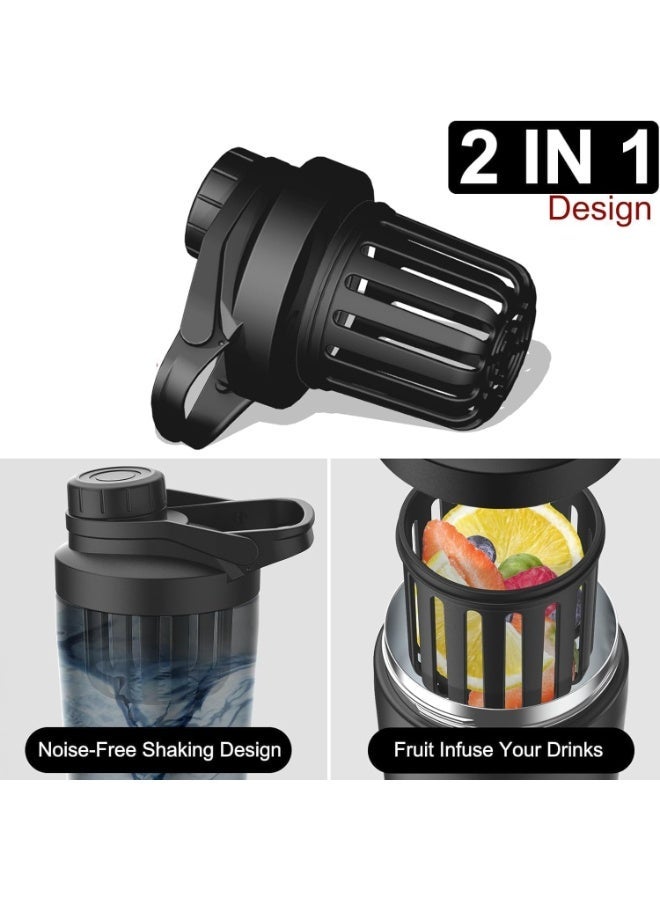 ChicAbode 25 اوقية ( الاونصة ) رسم نوع الغطاء يهز كأس الفولاذ المقاوم للصدأ فراغ مزدوج الترمس غلاية ، غلاية الجسم بسيطة ، خالية من الضوضاء تصميم مانعة للتسرب المعادن يهز كأس ، ومناسبة لمزج البروتين قبل استخدام الرياضة ، أسود - Image 3